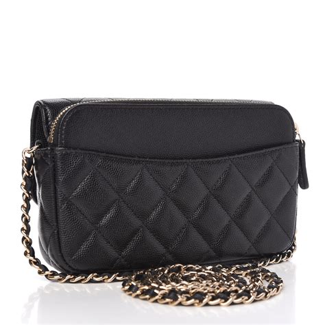 CHANEL Caviar Quilted Flap Phone Holder With .